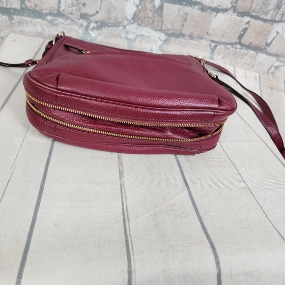 Kate Spade Small Ella Cobble Hill Bag Purse Merlot Red - Picture 11 of 16